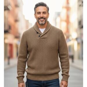 NWT Mutual Weave Sweater Brown Knit Business Casual Fall Pullover Size L Mens